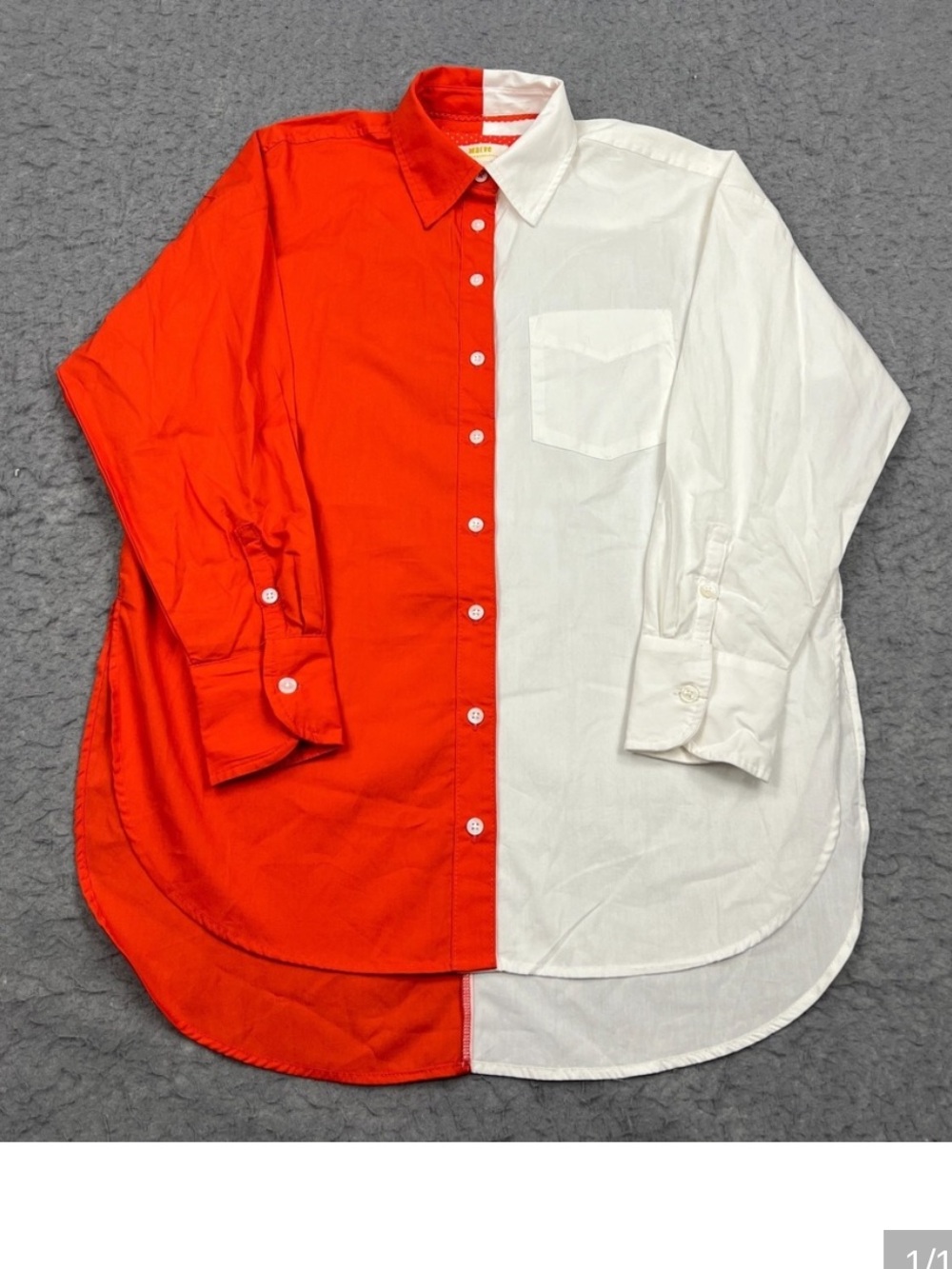 Anthropologie MAEVE‎ Bennet Shirt Women's XS Red/White Colorblock Button Up Top